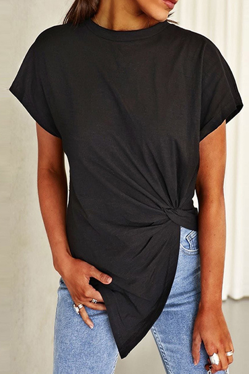 Patchwork O Neck T-shirts(3 Colors)