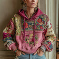 Women's Vintage Bohemian Floral Embroidery Patchwork Casual Hoodie elevenforest