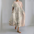 Comstylish Women's Japanese-style Cherry Blossoms Crane Art Casual Dress