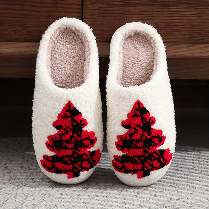 Christmas Tree Pattern Fuzzy Slippers Dr6521