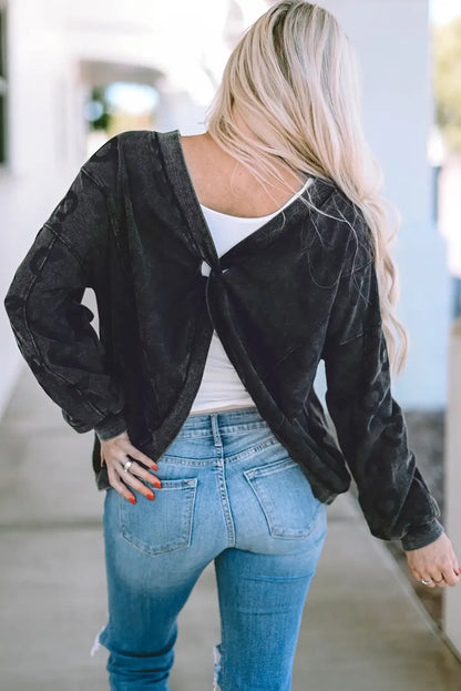 Leopard Print Mineral Wash Pullover Sweatshirt