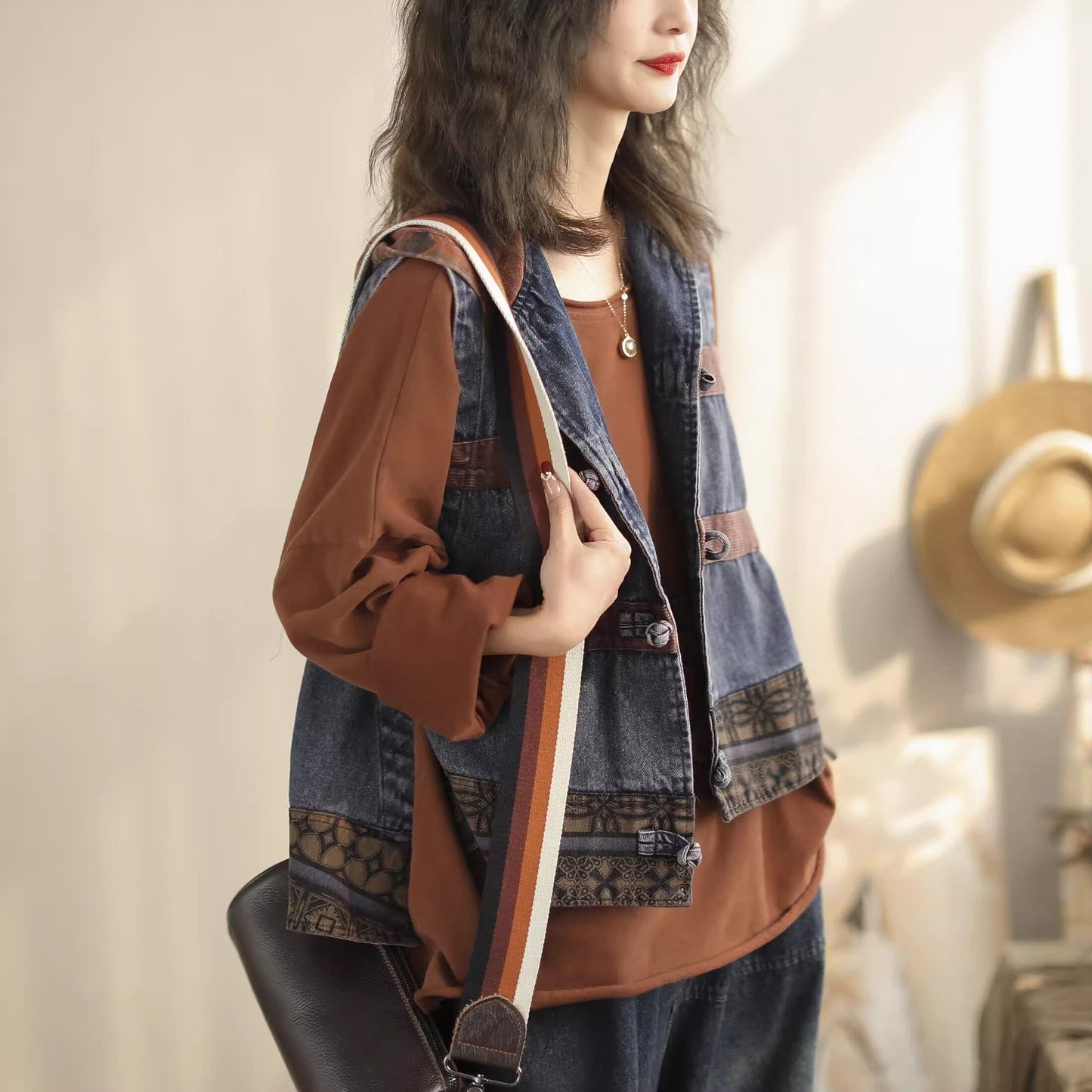 Spring Minimalist Cotton Denim Waistcoat