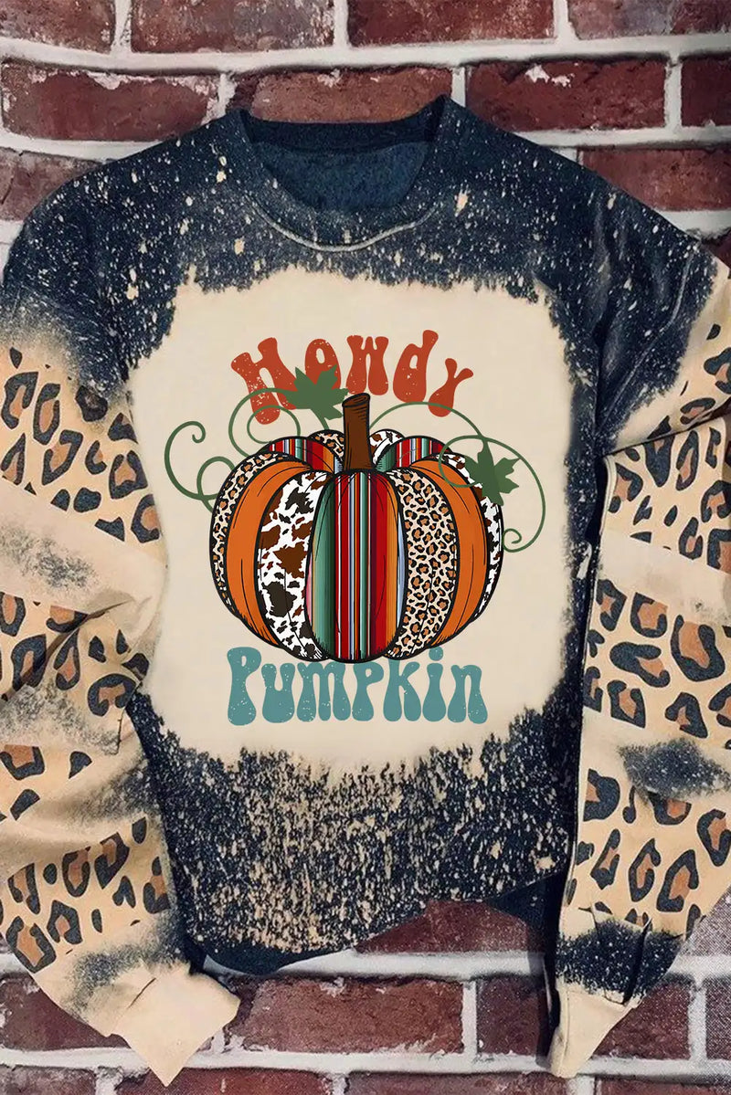 Leopard Pumpkin Bleached Sweatshirt