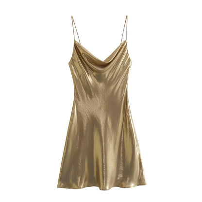 Winter Street Bright Sling Metal Mini Dress – Cold Weather