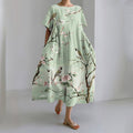 Women's Casual Japanese Floral And Bird Art Print Dress elevenforest