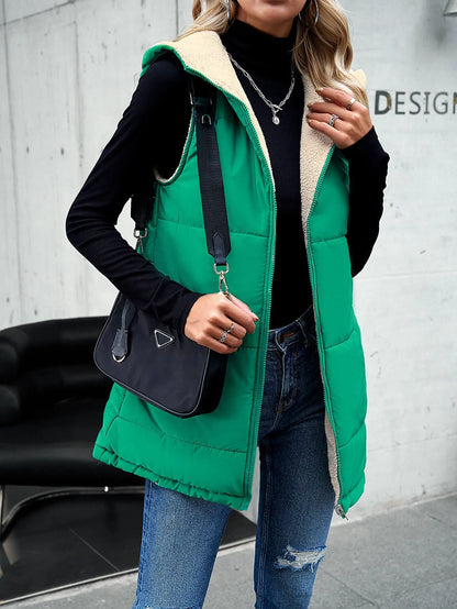 Fall and Forever Hooded Puffer Vest - Green