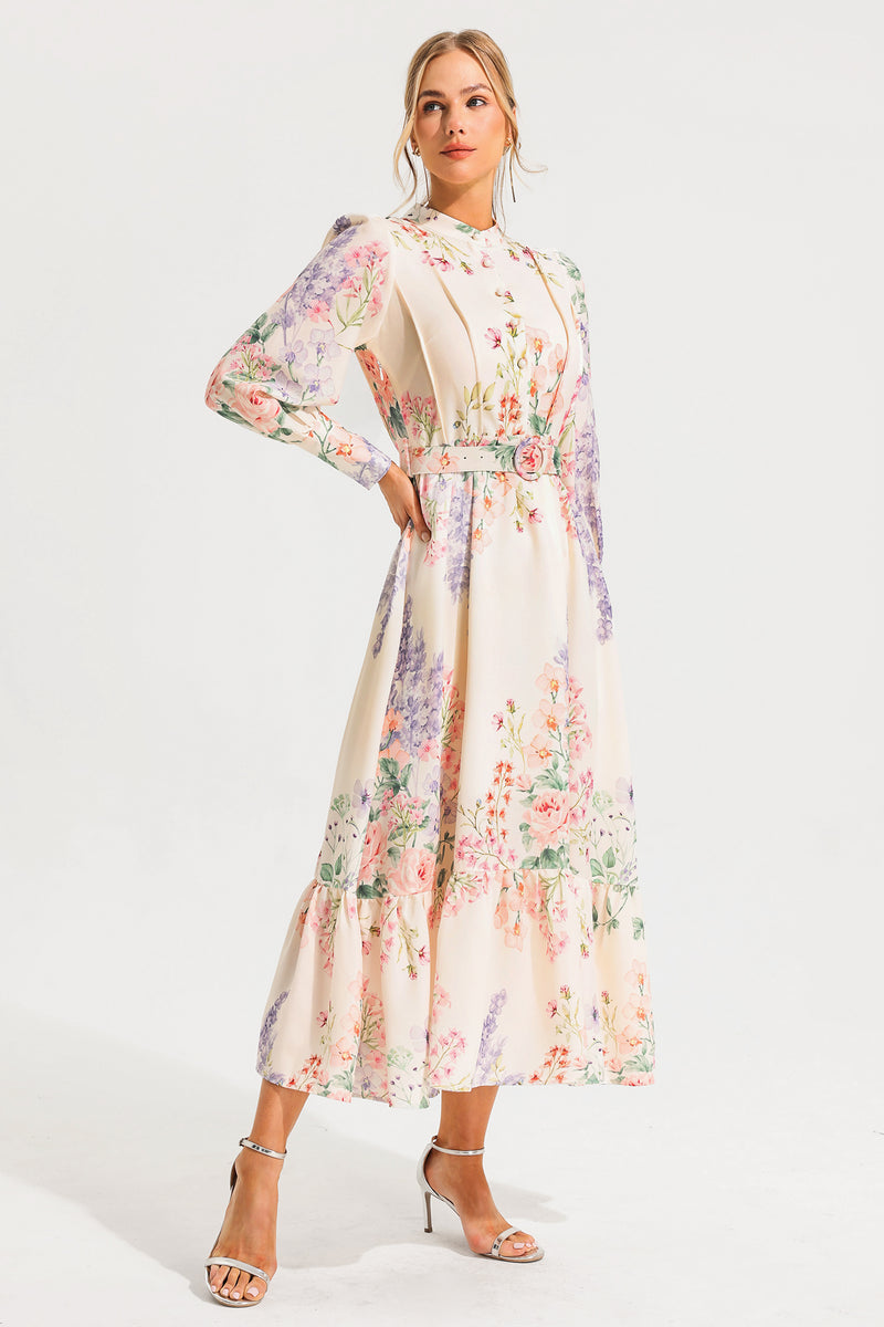 Long Sleeve Maxi Dress With Belt