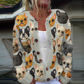 Comstylish Women's Bulldog Embroidery Art Cozy Sweater