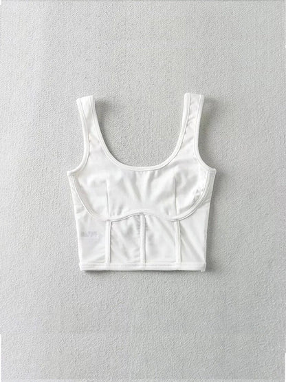 Corset Tank Top With Mesh Detail Mesh Panels Fitted Crop Top
