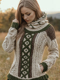 Women's Irish Celtic Knotted Jacquard Pocket Ireland's Hooded Sweater elevenforest