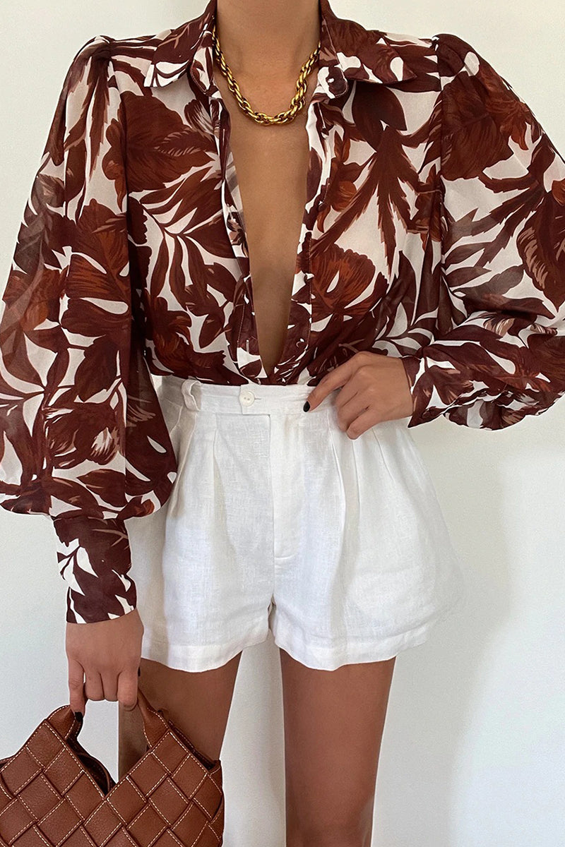 Patchwork Turndown Collar Tops