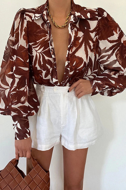 Patchwork Turndown Collar Tops