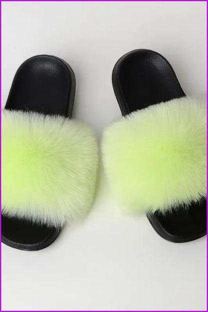 {5-7 Days Wait for Make} New Color Faux Fox Fur Slides F602