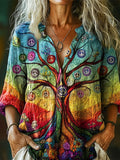 Women's Rainbow Hippie Peace Tree of Life Art Pattern Print Casual Cot