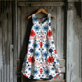 Vintage Loose Independence Day American Floral Patriotic Fourth Of July Art Linen Tank Dress elevenforest