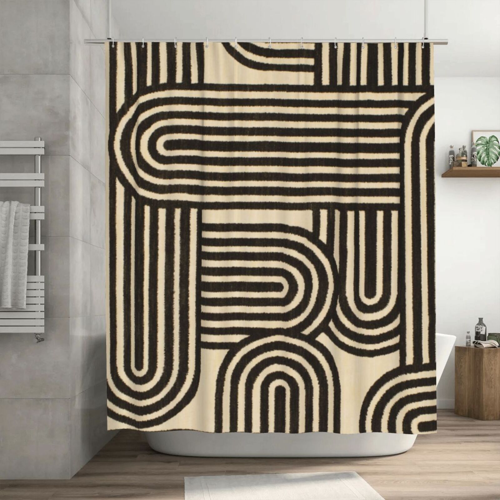 Vintage Striped Art Pattern Bathroom Shower Curtain elevenforest