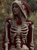 Comstylish Women's Halloween Skeleton Rose Art Hoodie Sweater