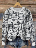Cute Cartoon Cats Women's Soft Sweater elevenforest