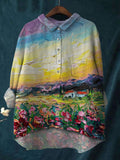 Women's Colorful Oil Painting Print Shirt