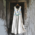 Women's Swedish Floral Cotton Linen Midi Tank Dress elevenforest