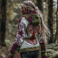 Comstylish Women's Vintage Viking Celtic Knot Tree Of Life Art Knitted Hooded Sweater