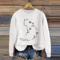 Women's Floral Cute Cat Embroidery Art Cozy Sweater elevenforest
