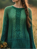 Vintage Irish Celtic Gradient Cozy Knit Sweater Dress elevenforest