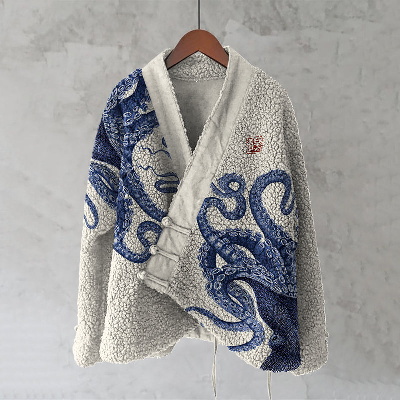 Japanese Octopusart Art Plush Cardigan elevenforest