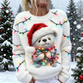Comstylish Christmas Lights Bear Women's Soft Plush Sweater