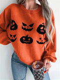 Pumpkin Emoji Halloween Women's Cozy Sweater artswardrobe