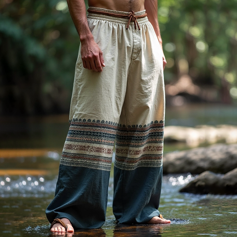 Men's Tribal Ethnic Totem Linen Casual Pants elevenforest