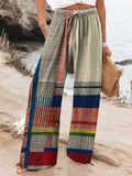 Women's Vintage Geometric Line Art Print Cotton Pants elevenforest