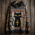 Egyptian Ankh & Cat Women's Hooded Sweater elevenforest