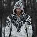 Men's Viking Celtic Wolf Inspired Cozy Knit Hooded Sweater elevenforest