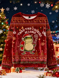 Comstylish Twas The Cookies Frog Christmas Ugly Flannel Sweater
