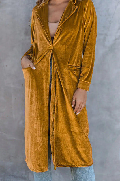 Yellow Velvet Long Coat