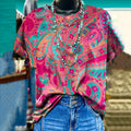 Paisley Art Print Casual Women's T-shirt elevenforest