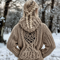 Women's Viking Tree Of Life Jacquard Celtic Knit Sweater elevenforest