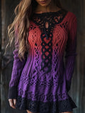 Viking Mystical Celtic Jacquard Gradient Cozy Sweater Dress elevenforest