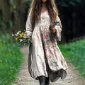 Women's Vintage Floral Art Cotton And Linen Dress elevenforest