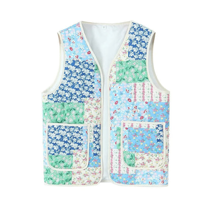 Patchwork Print Quilted Pocket Waistcoat