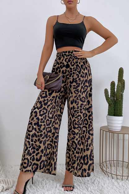 Print Split Joint Boot Cut Mid Waist Wide Leg Full Print Bottoms