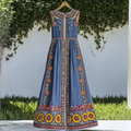 Vintage Ethnic Sunflower Embroidery Art Denim Sleeveless Dress elevenforest