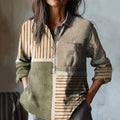 Comstylish Women's Geometric Abstract Art Print Casual Cotton And Linen Shirt