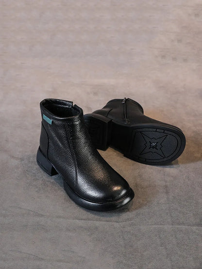 Commute Leather Zipper Mid-heel Boots Ah1065