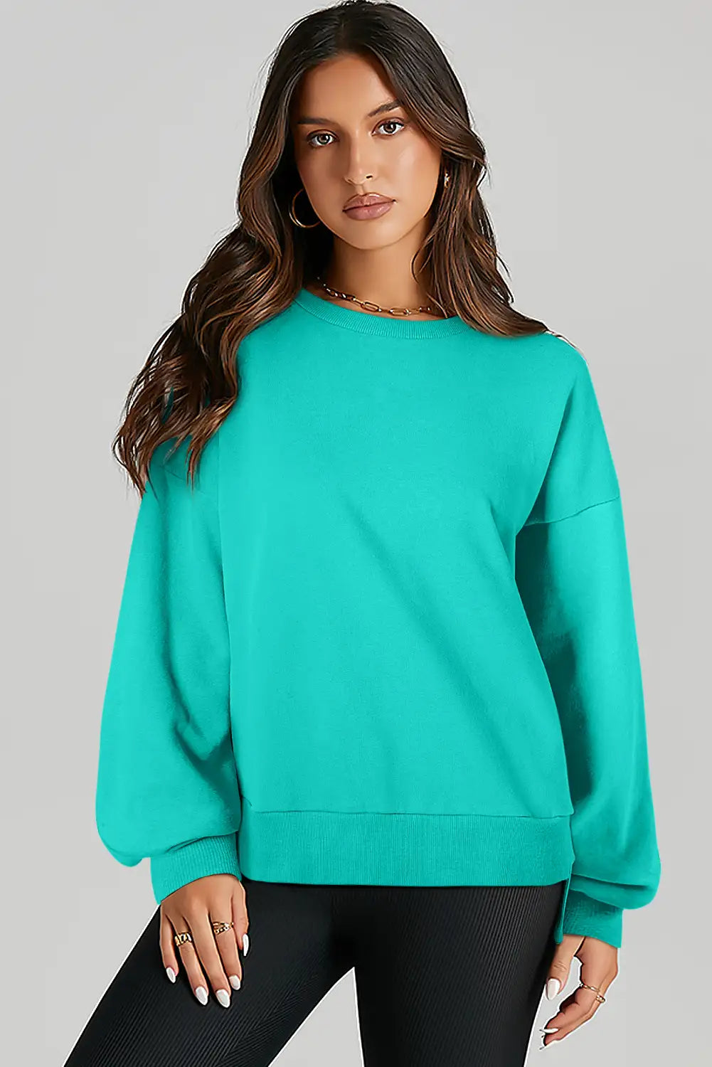 Aruba Blue High Low Hem Sweatshirt