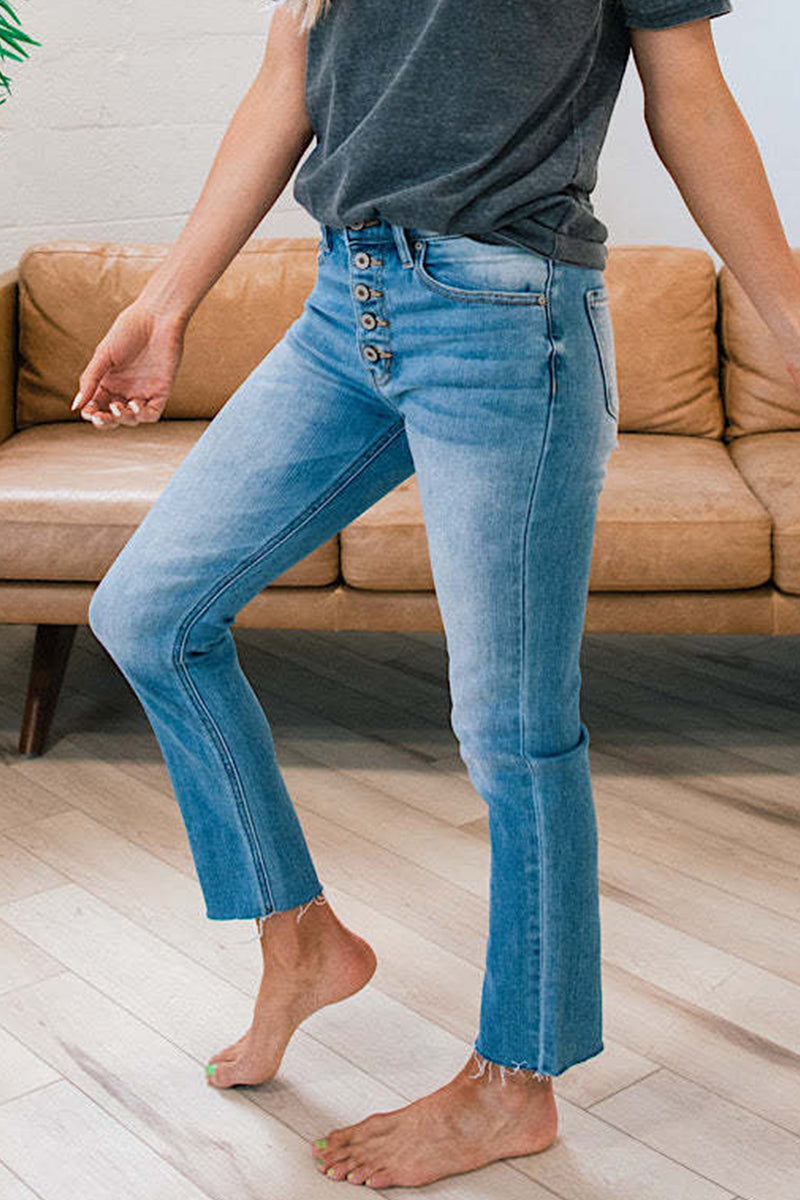 Street Color Block Make Old Mid Waist Skinny Denim Jeans
