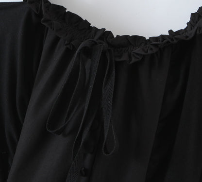 ’s Wooden Ear Strapless Black Slimming Camisole Layer Dress – Crisscross Style