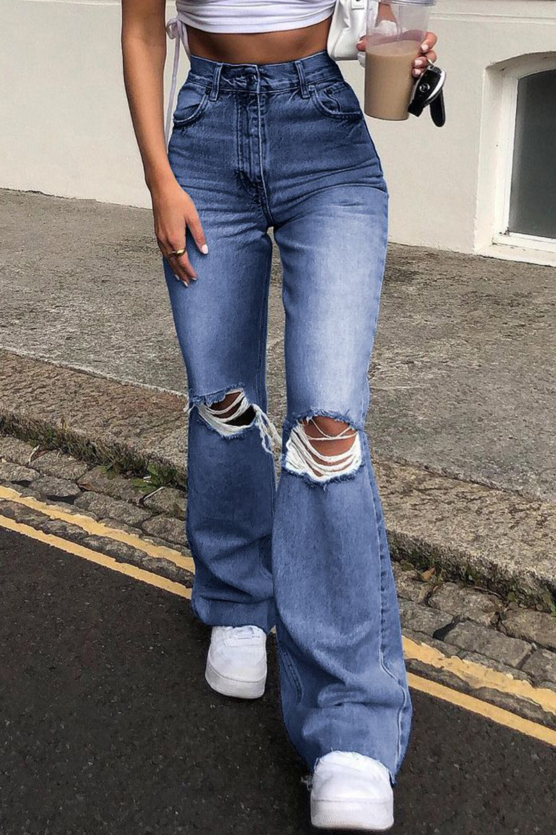 Street Ripped Make Old Boot Cut Bottoms(3 Colors)