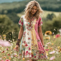 Women's Resort Patchwork Floral Midi Dress elevenforest